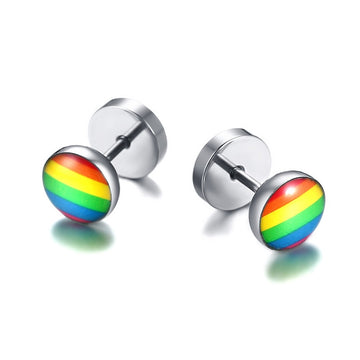 Rainbow Round Dumbbell Earrings